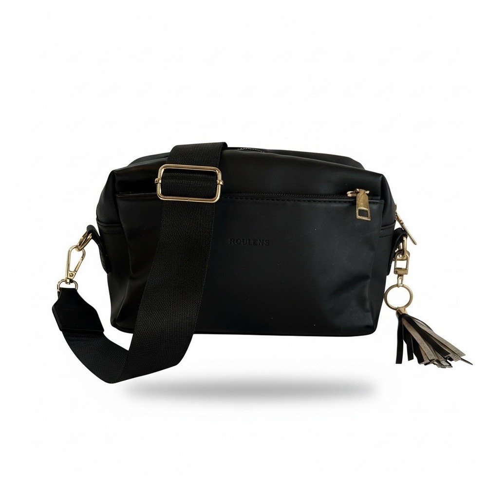 Roulens Triple Zip Small Crossbody Bag for women Wide Strap Cell Phone Purse